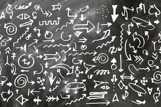 Why Your Body Is A Recycling Center a blackboard with multiple arrows, straight, curved, circular, and more